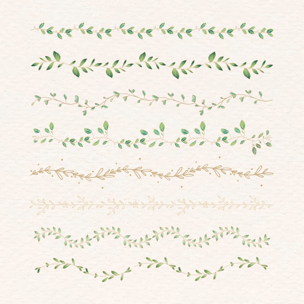 Бесплатное векторное изображение Набор ботанических разделителей