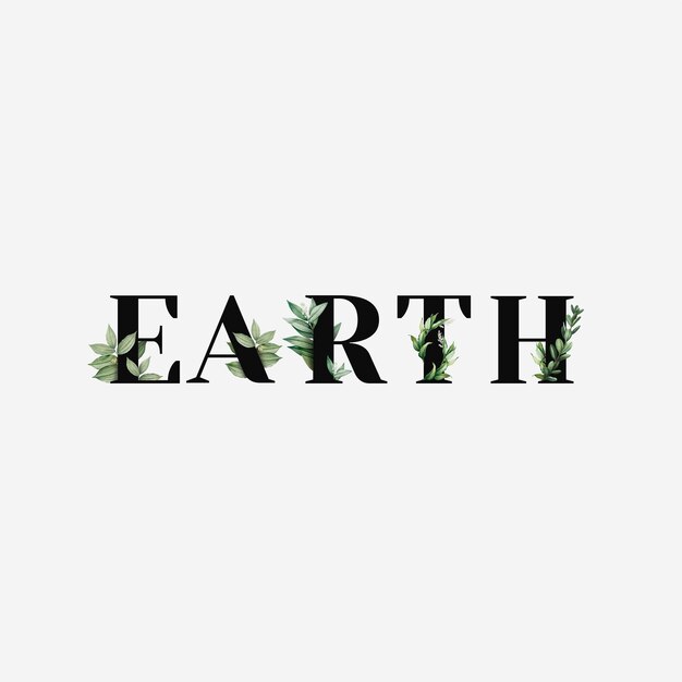 식물 EARTH 텍스트 블랙 타이포그래피