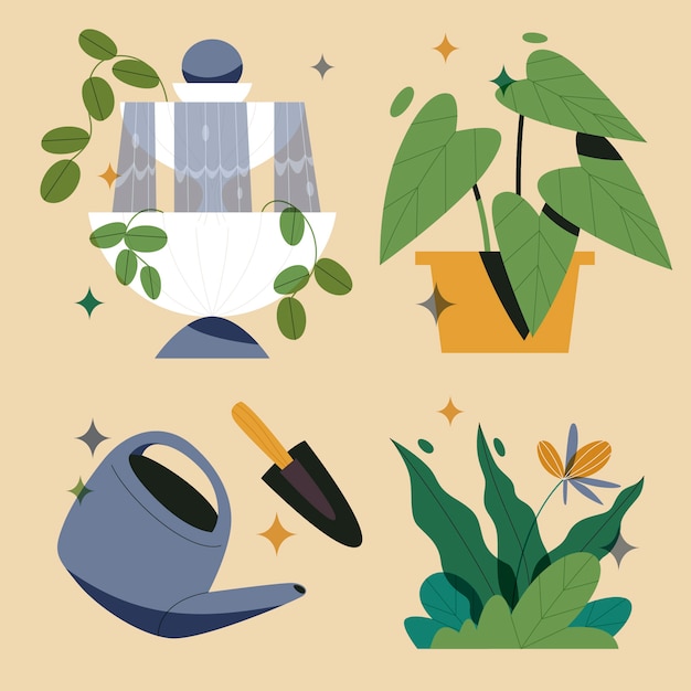 Free vector botanical garden element collection