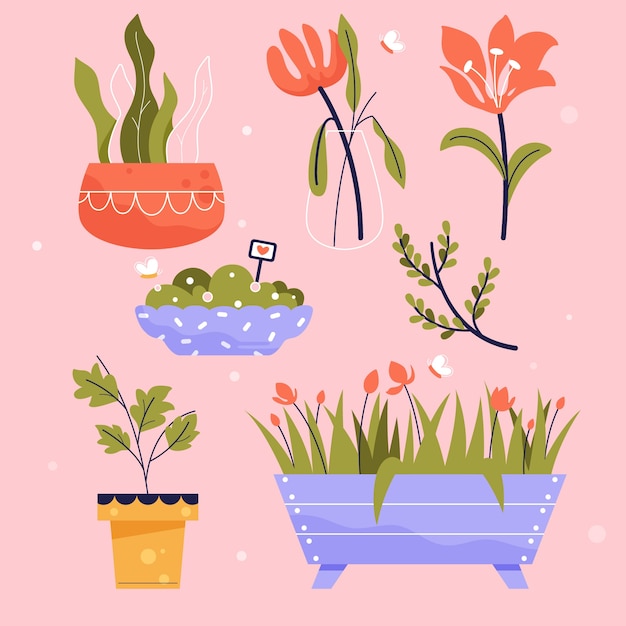 Free vector botanical garden element collection