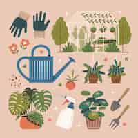 Free vector botanical garden elements set