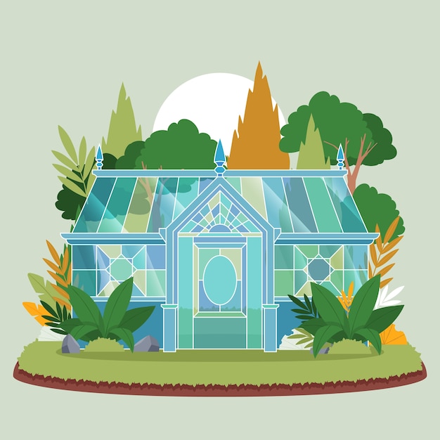 Бесплатное векторное изображение Иллюстрация ботанического сада