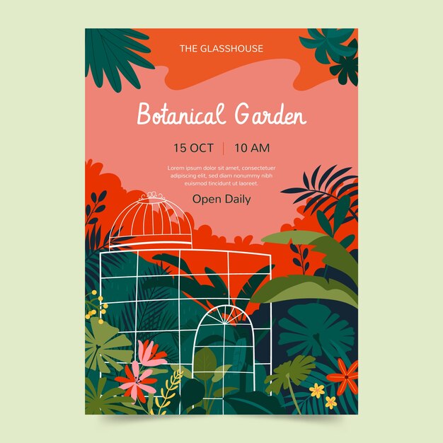 Free vector botanical garden poster design template