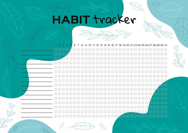 Free Vector botanical habit tracker template