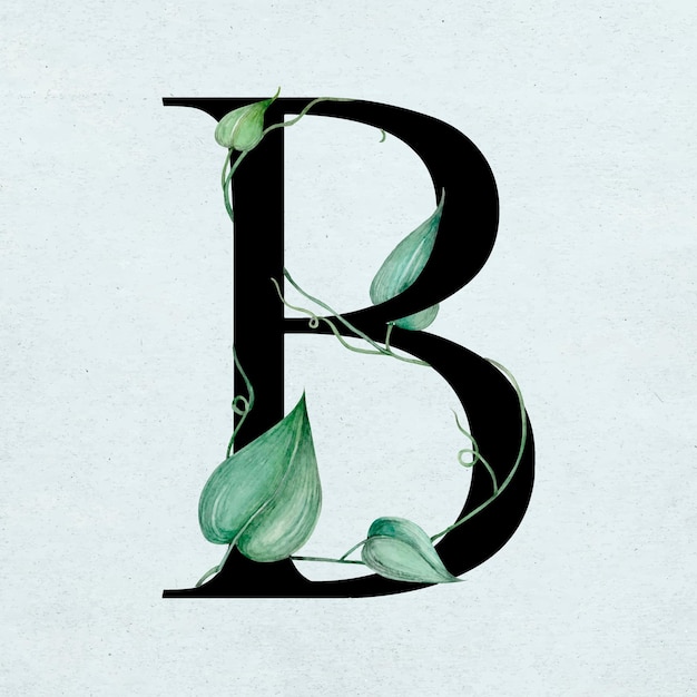 Botanical illustration design of a letter