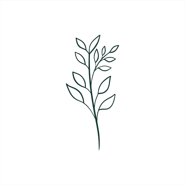 Free vector botanical leaf doodle wildflower line art