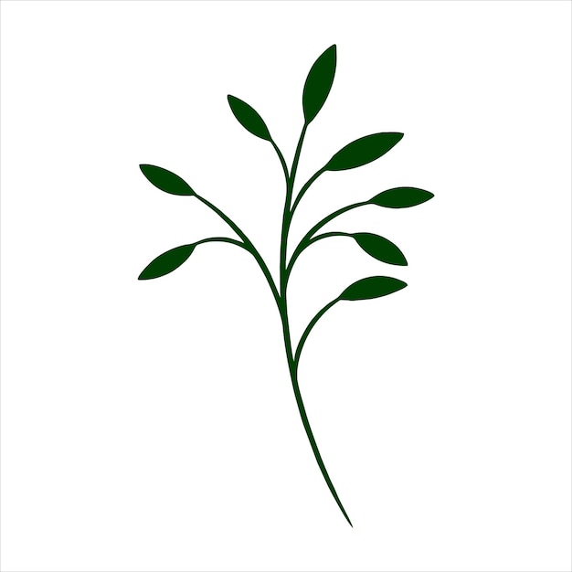 Free vector botanical leaf doodle wildflower line art