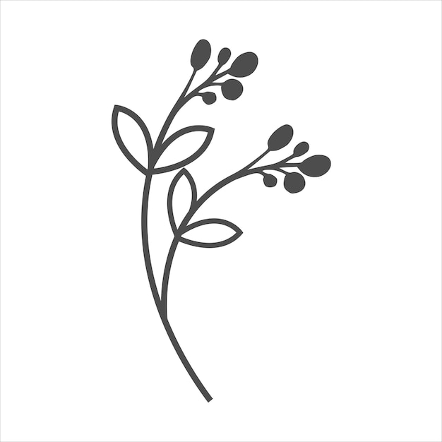 Botanical leaf doodle wildflower line art