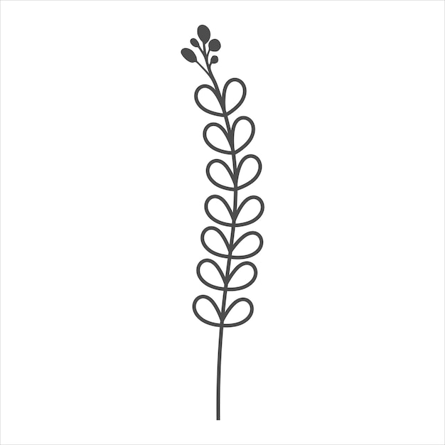 Foglia botanica doodle linea arte di fiori selvatici