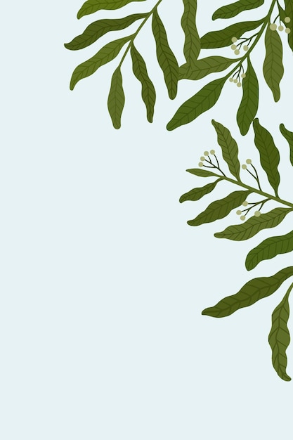 Free vector botanical leafy copy space on a blue background vector