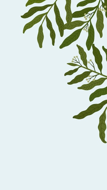 Free vector botanical leafy copy space on a blue phone background vector