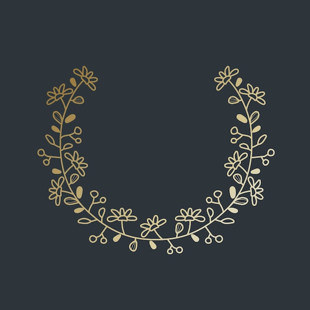 Free vector botanical logo element clipart, gold floral design vector