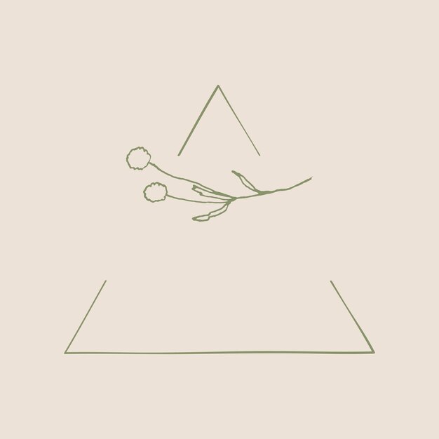 Ботанический логотип, вектор элемента дизайна стикера рамки треугольника