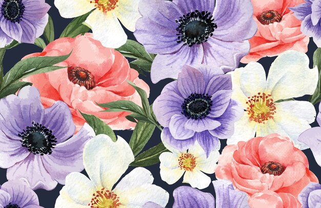botanical pattern flower watercolor, thanks card, textile print illustration