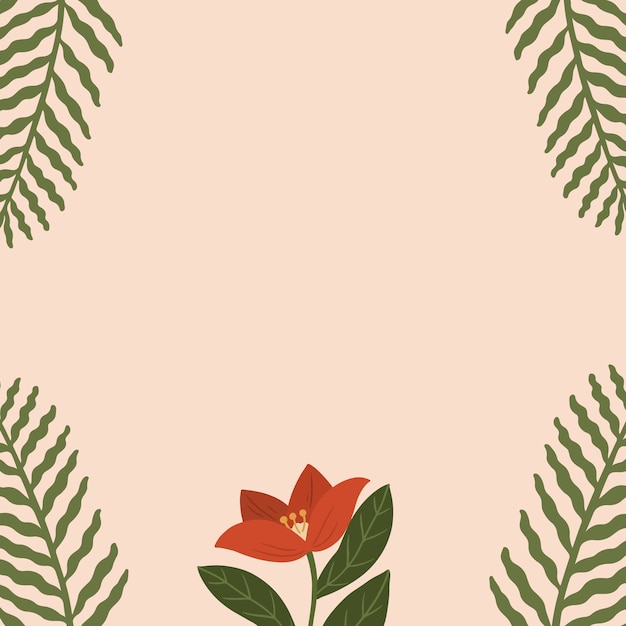 식물 붉은 꽃 복사 공간 소셜 광고 템플릿 벡터