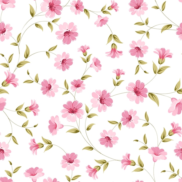 Free vector botanical seamless pattern. blooming flower