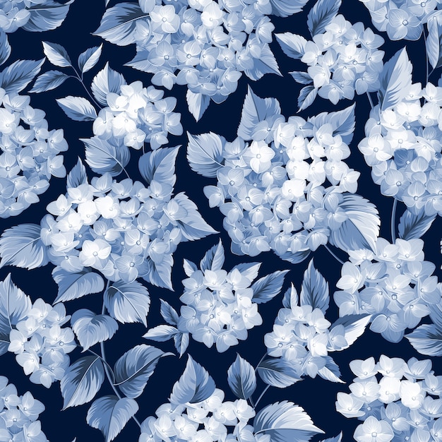 Botanical seamless pattern. Blooming hydrangea