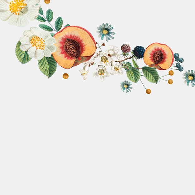 Ботанический боковой бордюр с персиками