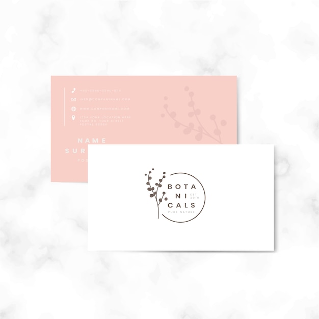 Free Vector botanical two sided name card vector