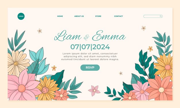 Botanical wedding landing page template