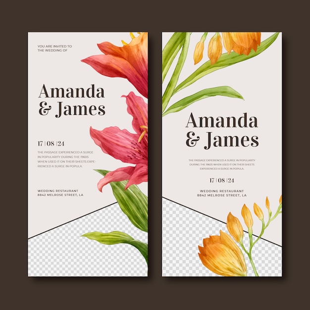 Free vector botanical wedding  vertical banner