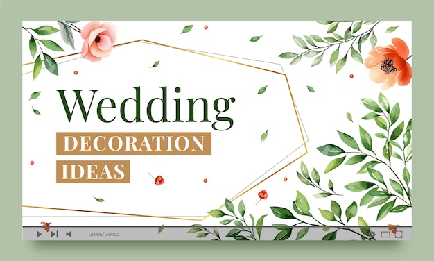 Free vector botanical wedding youtube thumbnail