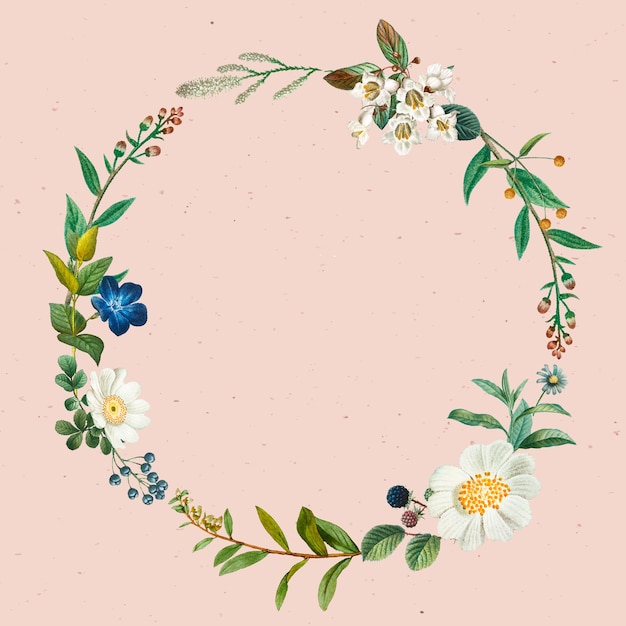 Free vector botanical wreath vector on pink background