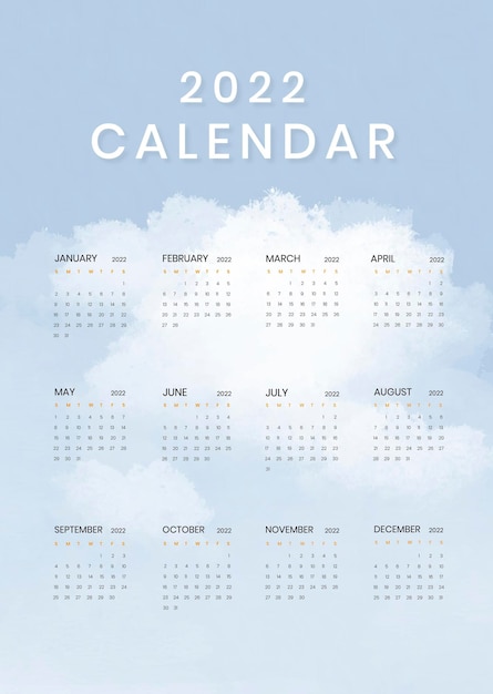 Botanical Yearly Editable Calendar Background Vector