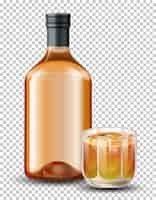 Бесплатное векторное изображение Бутылка и стакан виски