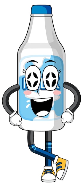 Free vector bottle of milk with happy face