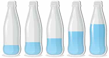 Free vector bottle with different water levels