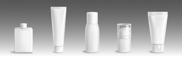 Free vector bottles and tubes for cosmetic cream lotion