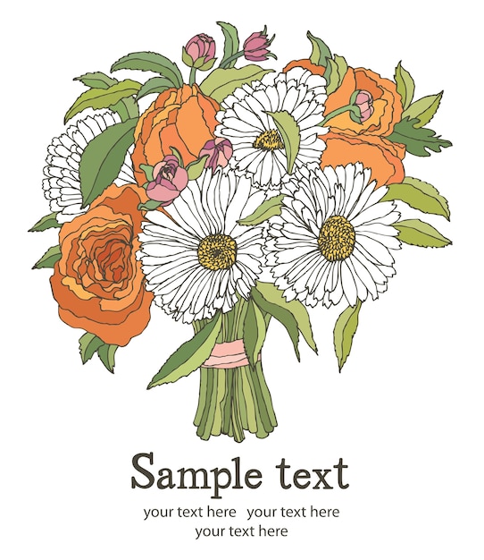 Free vector bouquet of flowers card