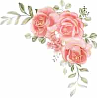 무료 벡터 흰색 배경에 장미 꽃다발 꽃 장미 핑크 골드 배열