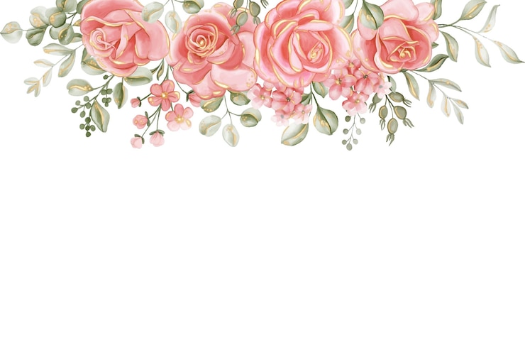 無料Vector レースボーダー花フレーム用バラの花束ローズゴールド