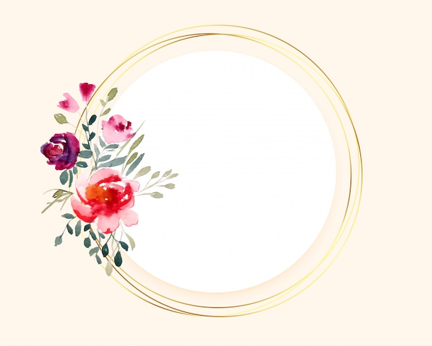 Round Frame made of watercolor wildflowers and leaves, wedding and greeting  illustration - a Royalty Free Stock Photo from Photocase