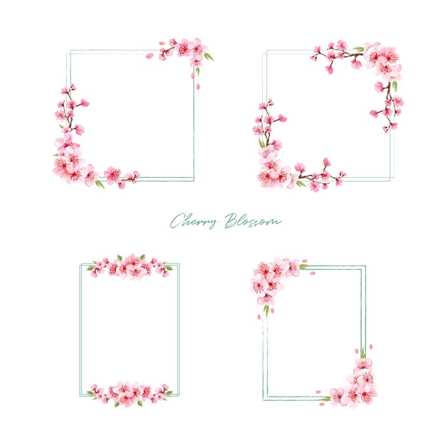 桜のコンセプトデザイン水彩イラストと花束