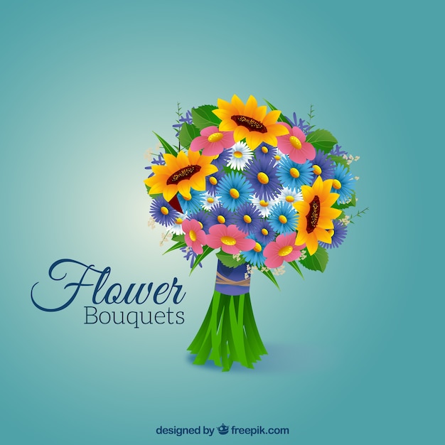 Бесплатное векторное изображение Букет с различными цветами