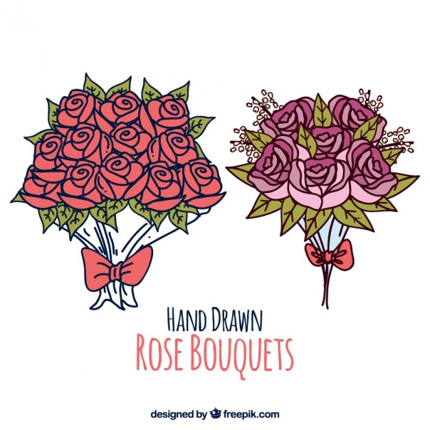 Free vector bouquets of roses with ribbons