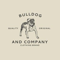 Vettore gratuito modello di logo aziendale boutique con bulldog vintage, remixato da opere d'arte di moriz jung
