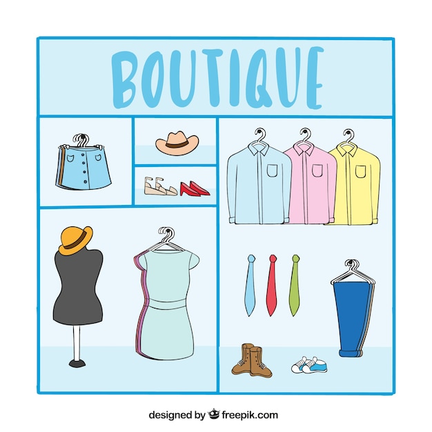 Boutique, hand drawn style