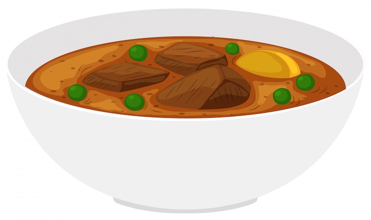मुफ़्त वेक्टर bowl of beef stew with vegetables