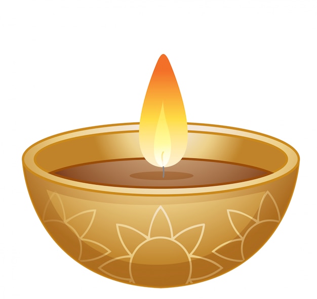 Free Vector bowl of candle light on white