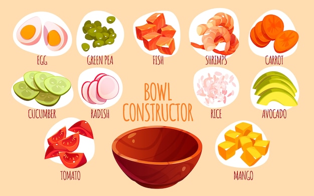 Vettore gratuito illustrazione del costruttore della ciotola