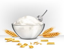 Bowl of wheat flour illustration
