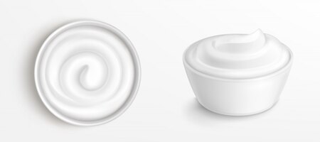 Free vector bowl with sauce, cream top and front view clip art