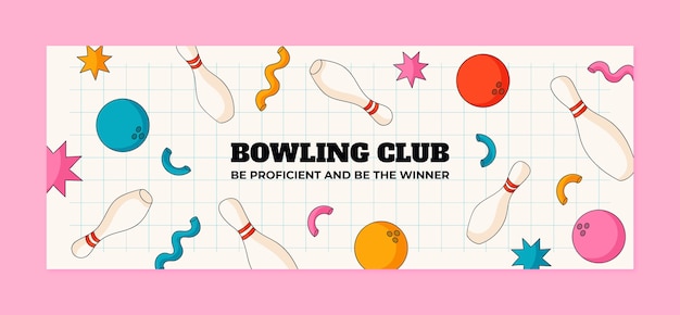 Free vector bowling game  facebook cover template