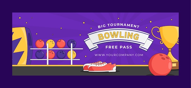 Vettore gratuito modello di copertina facebook del gioco di bowling