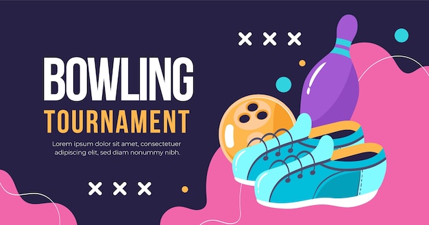 Free vector bowling game facebook post template