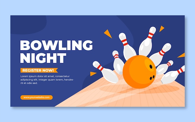 Vettore gratuito modello di post su facebook del gioco di bowling